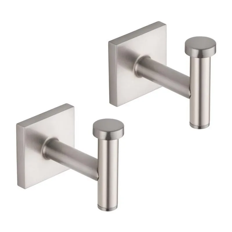 Brushed Nickel Bath Hooks – Durable Die‑cast Zinc Set Of 2