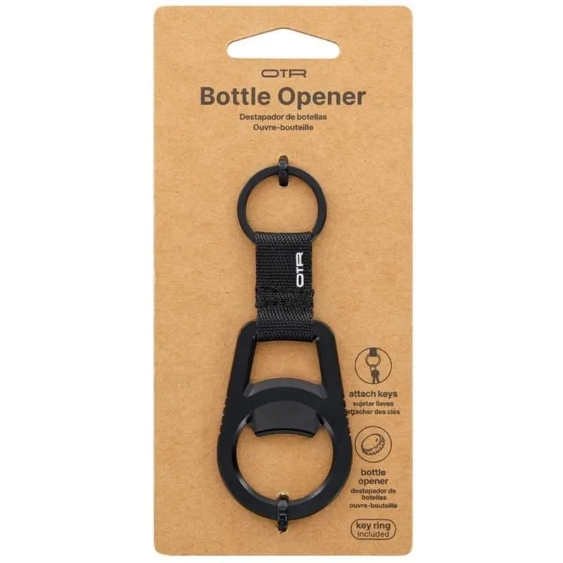 Black Stainless Steel Bottle Opener Keychain – Compact Portable Tool