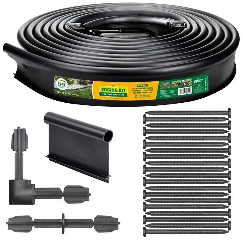 40‑foot Black Plastic Landscape Edging Kit – 5‑inch Height