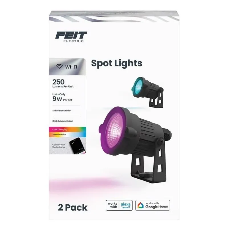 Feit Bluetooth Motion Sensor Led Spotlight – Black Plug‑in Smart Outdoor Light