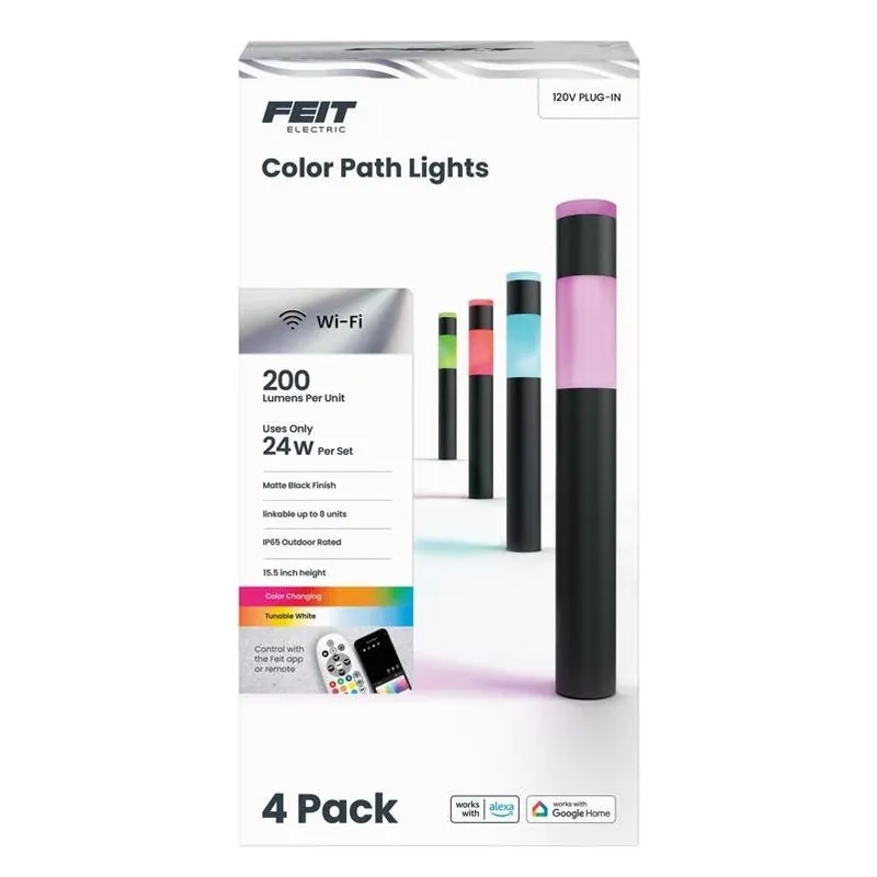 Black 6w Led Pathway Light – Plug‑in/remote, Pack Of 4