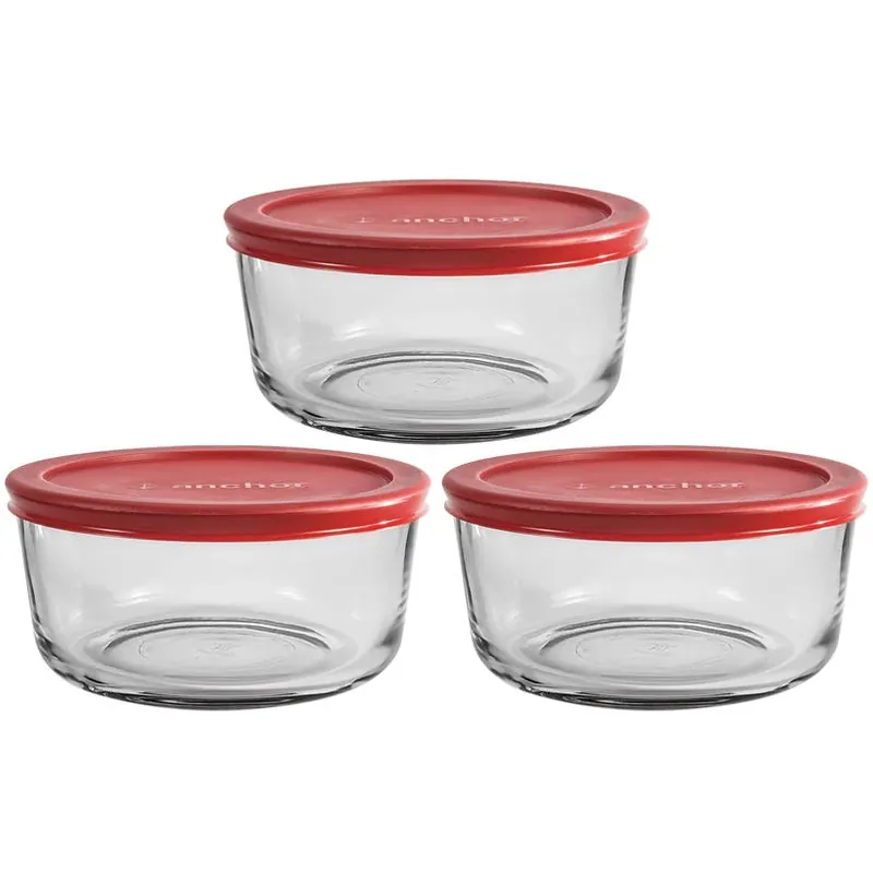 6‑piece Clear Glass Food Storage Set With Red Lids – Microwave, Freezer & Dishwasher Safe