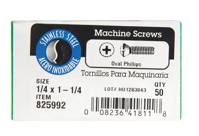 No. 1/4-20 Ga. X 1-1/4 In. L Phillips Oval Head Steel Machine Screws 50 Pk