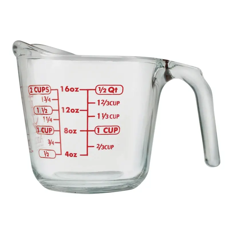 2 Cup Clear Glass Measuring Cup With Metric Markings