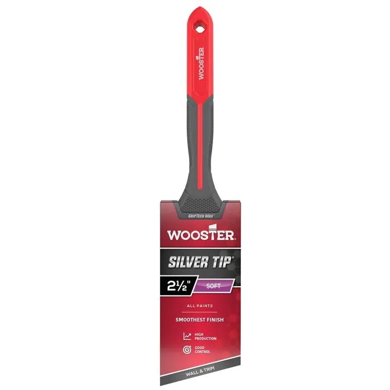 Griptech Max 2.5" Soft‑angle Paint Brush – Silver Tip, Polyester Bristles, Ergonomic Rubber Handle
