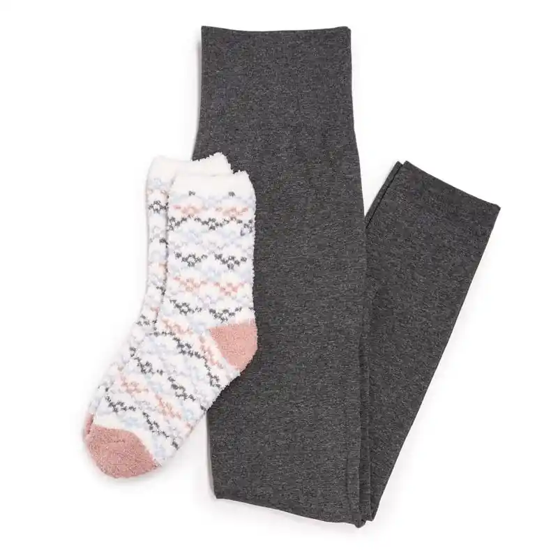Women‘s Assorted Legging And Cozy Sock Set In Black And White