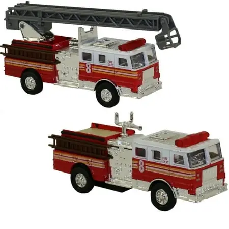 Pull Back Die-cast Metal Fire Trucks Set Of 2 - 5.5 Inch