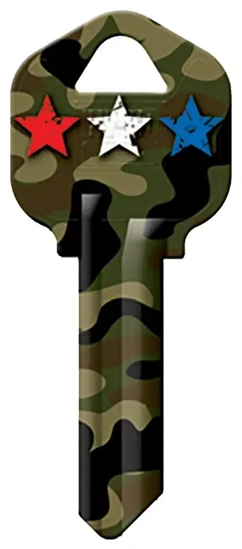 Brass House/entry Key Blank For Kwikset Locks - Camo Stars Design