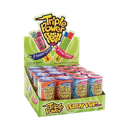 Triple Power Push Pop Candy - 16 Count Box Of Delicious Treats