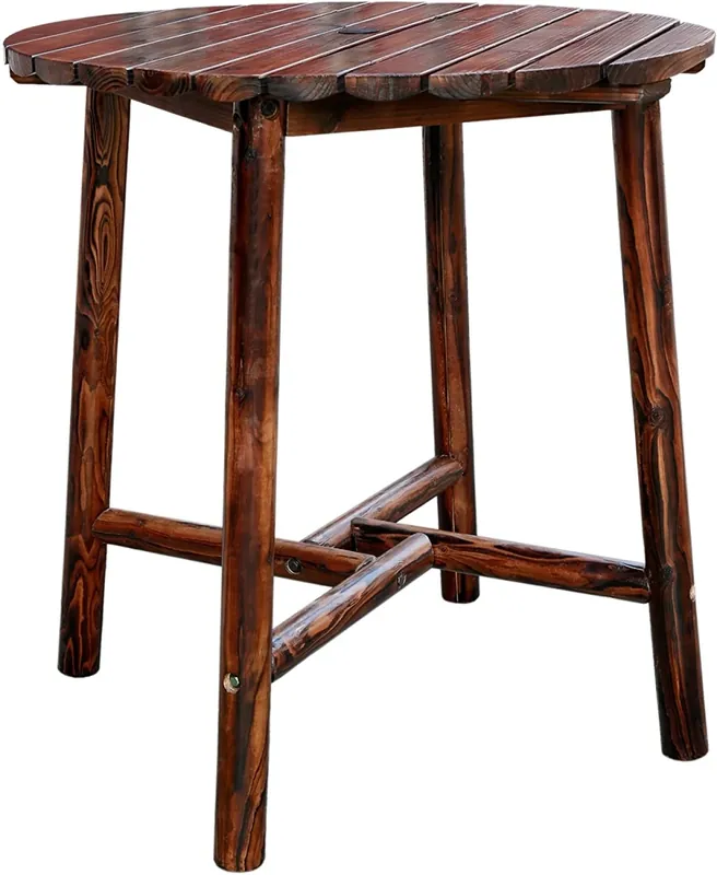 Char-log Round Brown Wood Bar Table Tx 93753 39.4 X 39.4 X 41 In.