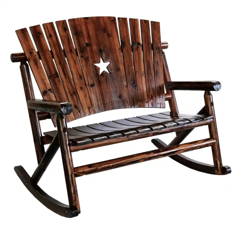 Char-log Star Double Rocking Chair Tx 93612 Brown Wood
