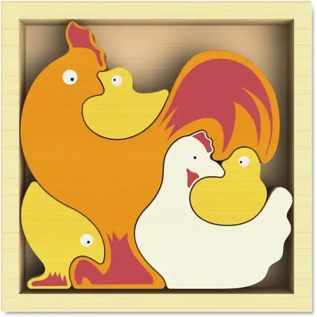 Bgai1604 Chicken Family Puzzle - Wood Tray, Assorted Color