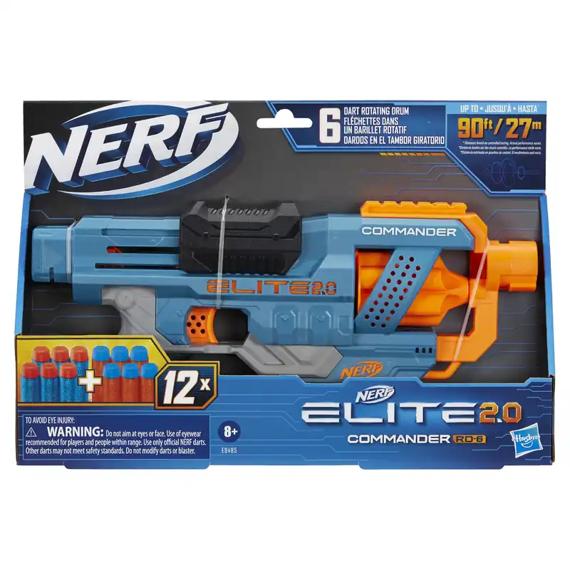 Nerf Elite 2.0 Commander Rd-6 Blaster With Tactical Rails And Customization Options