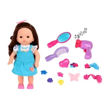 Dream Collection Hair Play - Brunette Doll Playset 19 Pieces