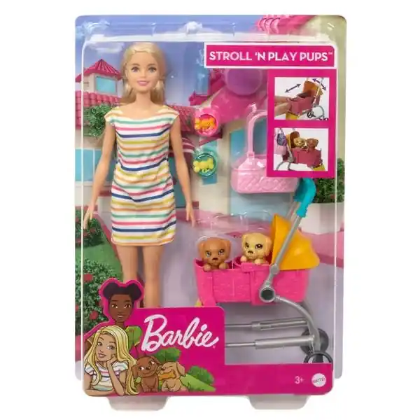 Stroll ‘n Play Pups Doll Playset With Accessories And Two Puppies