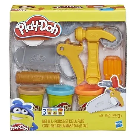 Play-doh Toolin‘ Around Toy Tools Set With 5 Tools And 3 Non-toxic Colors