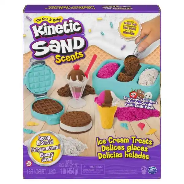 Kinetic Sand Scents Ice Cream Treats Playset With 3 Colors And 6 Serving Tools