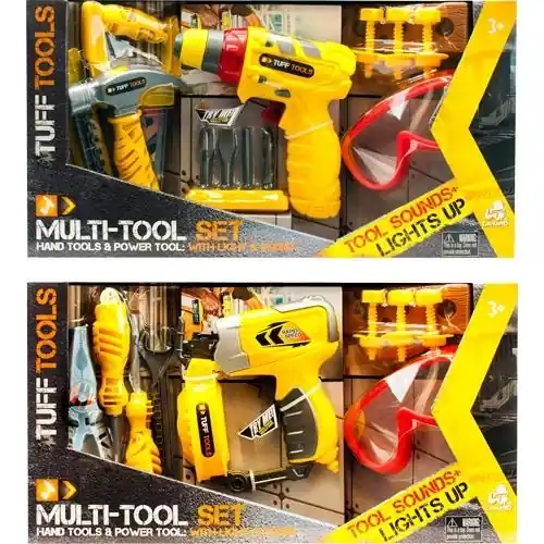 Tuff Tools Pretend Play Multi-tool Set With Toy Nail Gun, Pliers, Screwdriver, Wrench & More