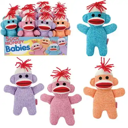 Sock Monkey Baby Plush Toy - Colors May Vary - Ideal For Gifting