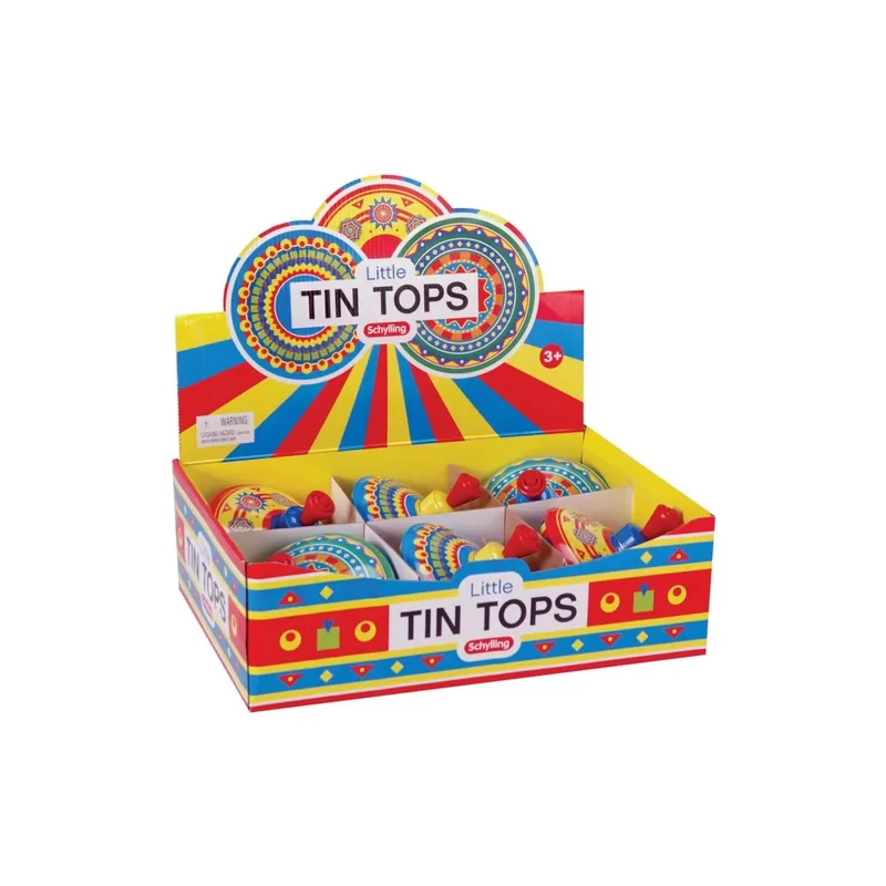 Mini Tin Tops Assorted - Colorful Spinning Toys For All Ages