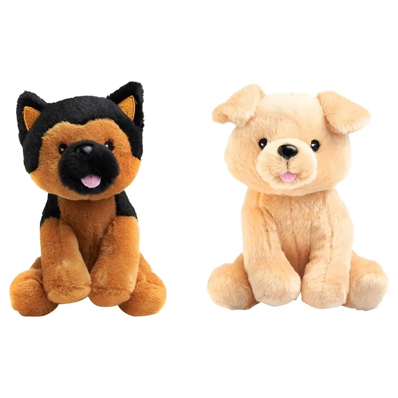 Animated Plush Multicolored Golden Retriever And German Shepherd Pups