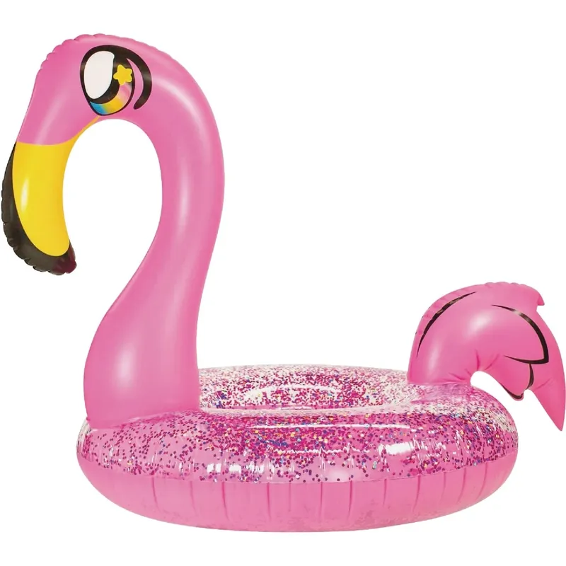 Ride-on 36 Inch Flamingo Inflatable Pool Tube With Glitter Effect