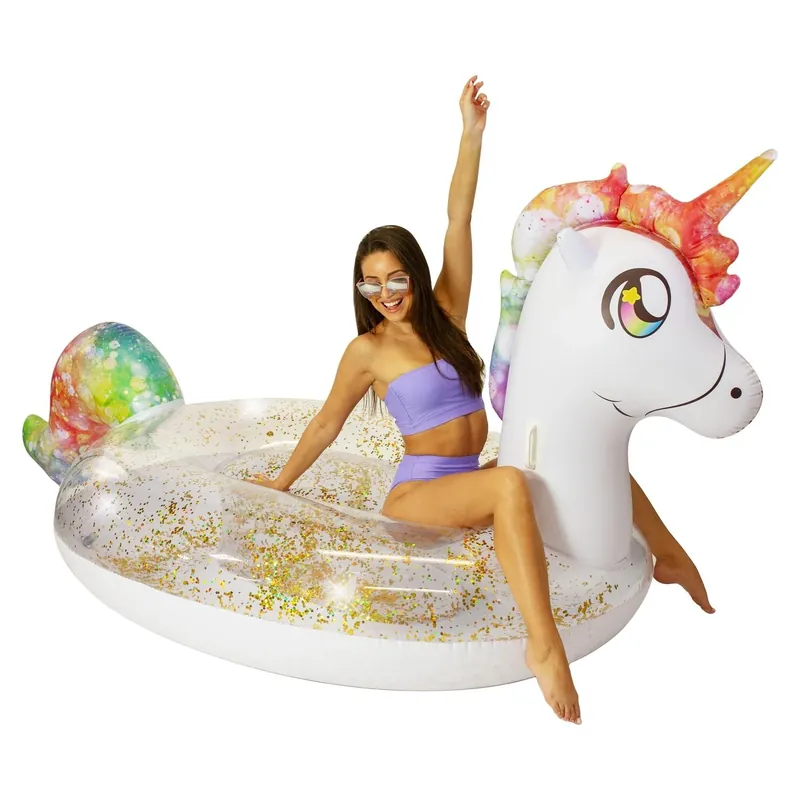 Poolcandy Glitter Multicolored Pvc Inflatable Unicorn Pool Float