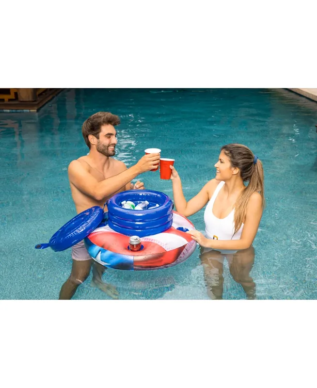 Stars & Stripes 18-can/bottle Floating Drink Cooler - Heavy-duty Pvc