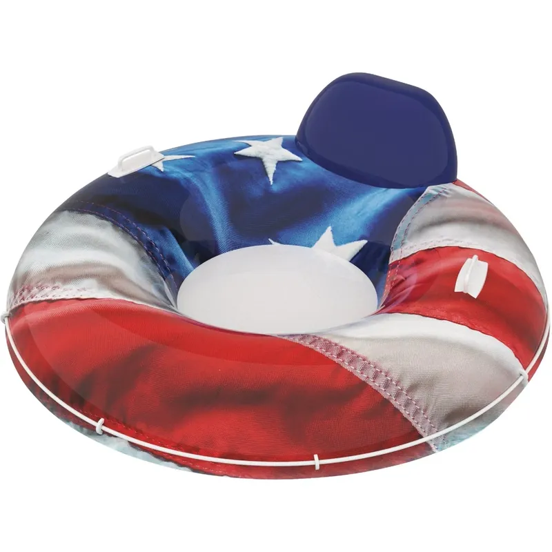 Stars & Stripes Heavy-duty River Tube With Handles, Backrest, And Cup Holder