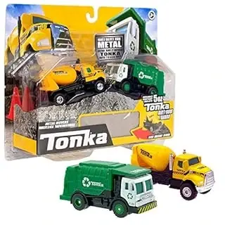 Tonka Metal Movers Combo Pack Garbage Truck And Cement Mixer