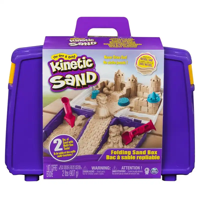 Spin Master Kinetic Sand Folding Sand Box With 2lbs Of Kinetic Sand And Molds
