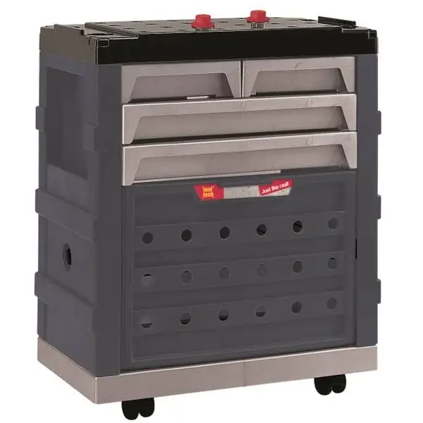 Mobile Workshop With Adjustable Shelves And Heavy-duty Wheels