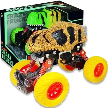 Friction-powered Toy Dinosaur Truck For Toddlers - Durable Abs Plastic - Yellow