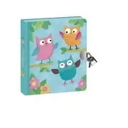 Owls Lock & Key Diary With Colorful Owl Design