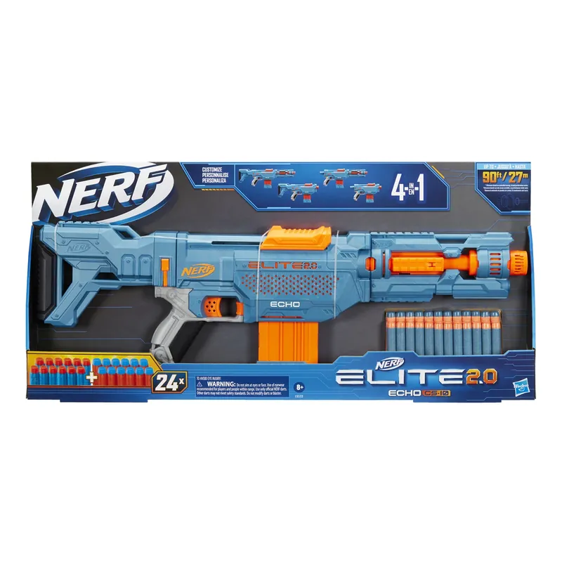 Nerf Elite 2.0 Echo Cs-10 Blaster With 24 Darts, Tactical Rails, And Extensions