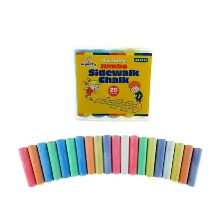 20 Non-toxic Jumbo Stick Washable Sidewalk Chalk - 7 Colors