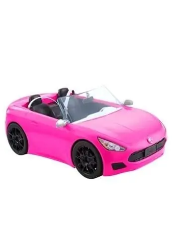 Convertible 2-seater Pink Toy Car For Dolls With Seatbelts And Rolling Wheels