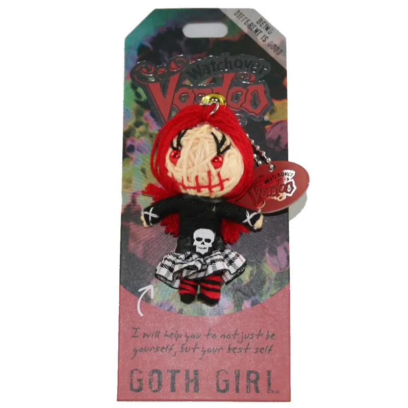 Watchover Voodoo Doll Keychain, Goth Girl, Being Different Is Good, 3" Tall