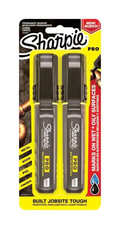 Pro Black Chisel Tip Permanent Marker 2 Pk