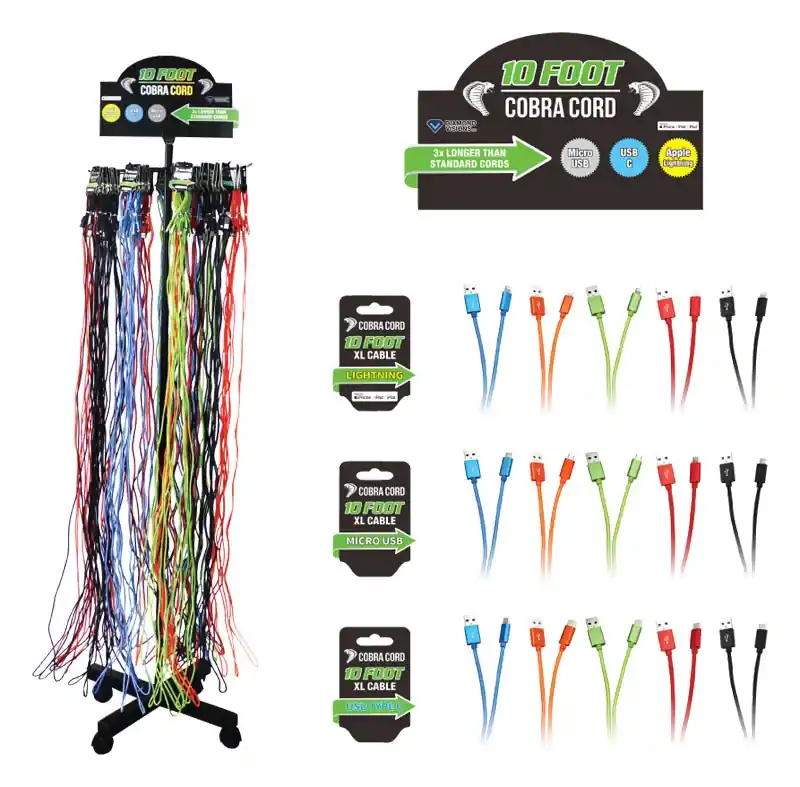 Cobra Cord Micro To Usb Charge And Sync Cable 10 Assorted