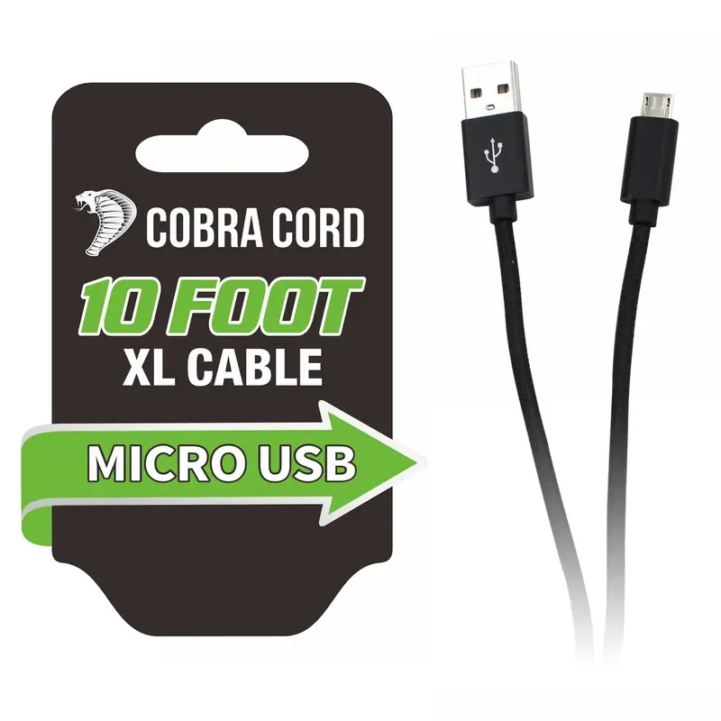 Cobra Cord Micro To Usb Charge And Sync Cable 10 Ft. Black