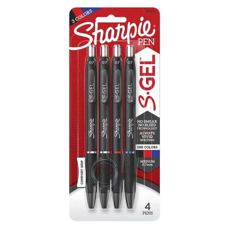 S-gel Assorted Retractable Gel Pen 4 Pk