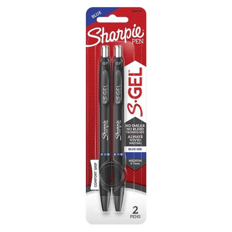 S-gel Blue Retractable Gel Pen 2 Pk
