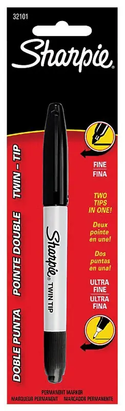 Twin Tip Black Ultra Fine Tip Permanent Marker 1 Pk