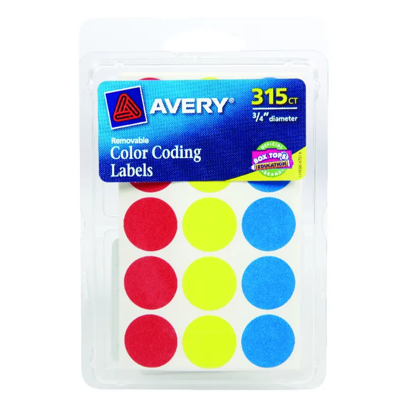 0.75 In. H X 3/4 In. W Round Assorted Color Coding Label 315 Pk