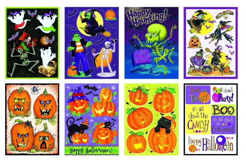17 In. Gel Clings Halloween Decor - 48 Piece Assortment
