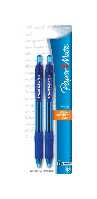 Profile Blue Retractable Ball Point Pen 2 Pk