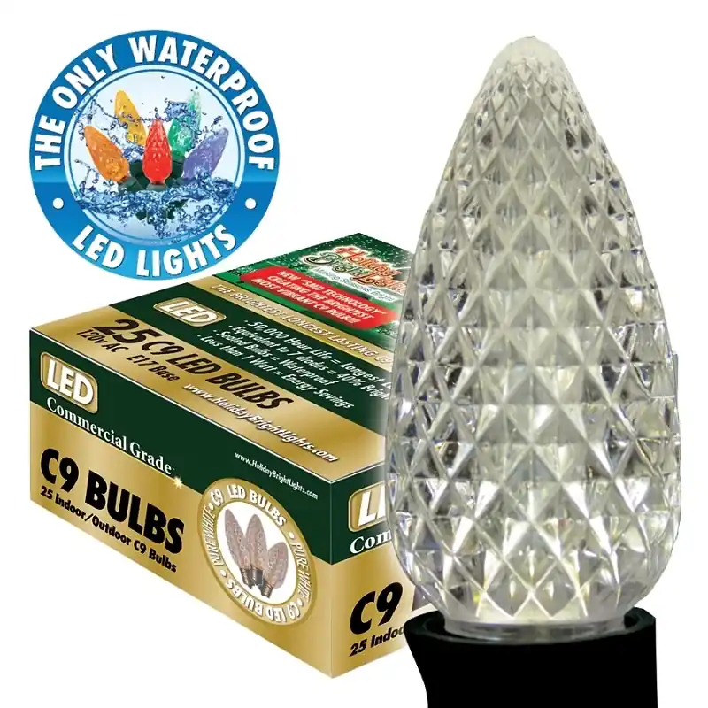 Led C9 Pure White 25 Ct Replacement Christmas Light Bulbs