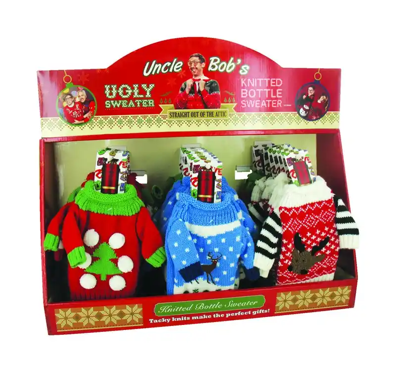 Christmas Ugly Bottle Sweater Polyester 1 Pk
