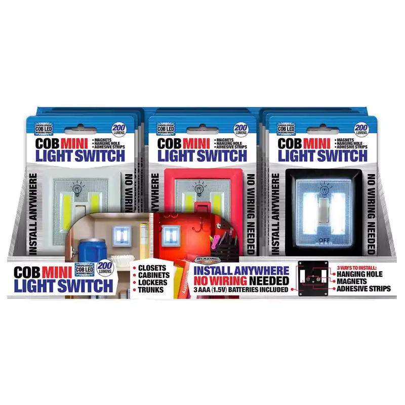 Cob Mini Manual Battery Powered Led Light Switch - 240 Lumens